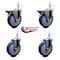Service Caster 5'' Blue Poly Wheel Swivel 7/16'' Grip Ring Stem Caster Set 2 Brakes, 4PK GR20S514-PPUB-BLUE-PLB-716138-2-S-2 - alternate 2